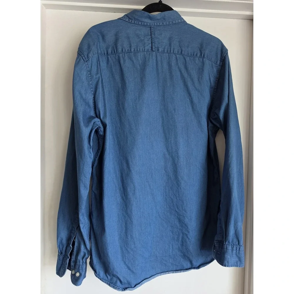 Banana Republic Men's Long Sleeve Shirt Size L Blue Cotton Casual Elevated Basic
